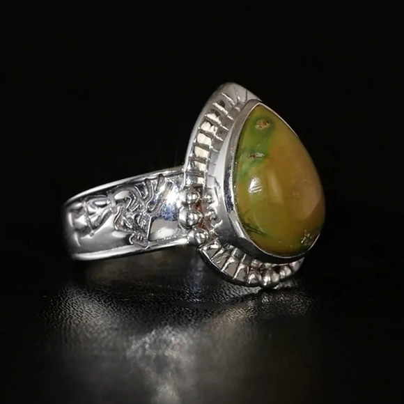 Sonoran Gold Turquoise Solitaire Ring In 925 Sterling Silver - Picture 7 of 7